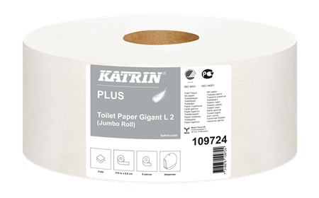 Toalettpapper Katrin Plus, Vit 2-lager, Gigant 310m/rl 6rl/frp